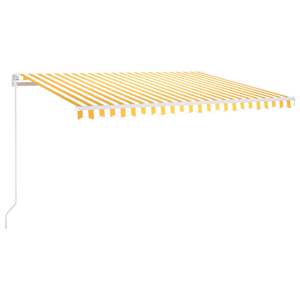 vidaXL Ručně zatahovací markýza s LED světlem 450 x 350 cm žlutobílá