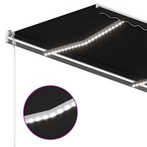 Ročno zložljiva tenda z LED lučmi 450x350 cm antracitna - slika 5