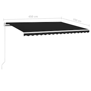 Ročno zložljiva tenda z LED lučmi 450x350 cm antracitna - slika 7