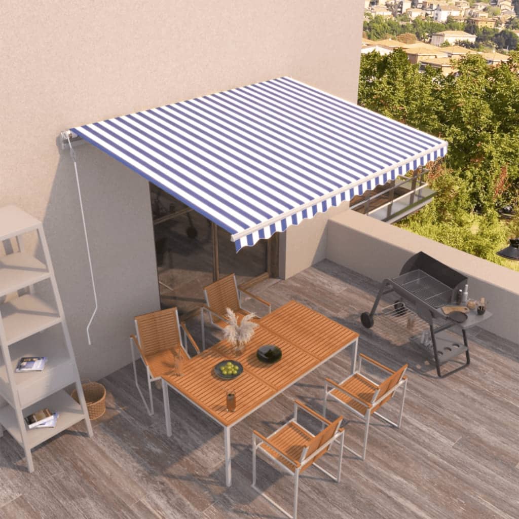 vida XL Gelenkarmmarkise Automatisch 450x 350 cm Blau und Weiß
