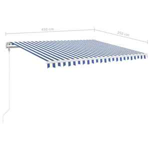 Automatická markýza LED a senzor větru 450 x 350 cm modrobílá - obrázek 10