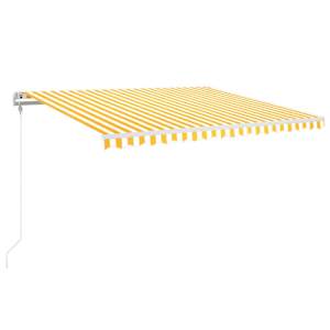 vidaXL automaatne varikatus, LED, tuuleandur, 450x350 cm kollane/valge