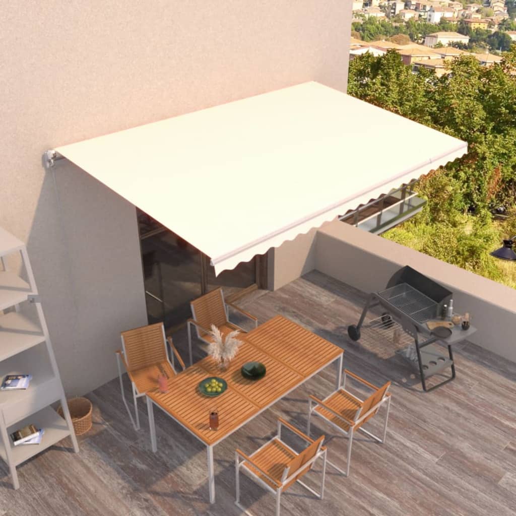 vidaXL Copertină retractabilă manual, crem, 500x350 cm