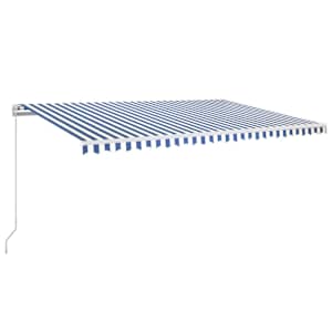 vidaXL k&auml;sitsi sisset&otilde;mmatav varikatus LED, 500x350 cm, sinine, valge