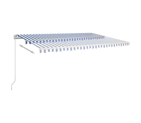 vidaXL Manual Retractable Awning with LED 500x350 cm Blue and White