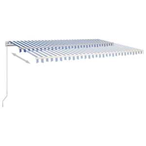 Ručně zatahovací markýza s LED světlem 500 x 350 cm modrobílá - obrázek 6