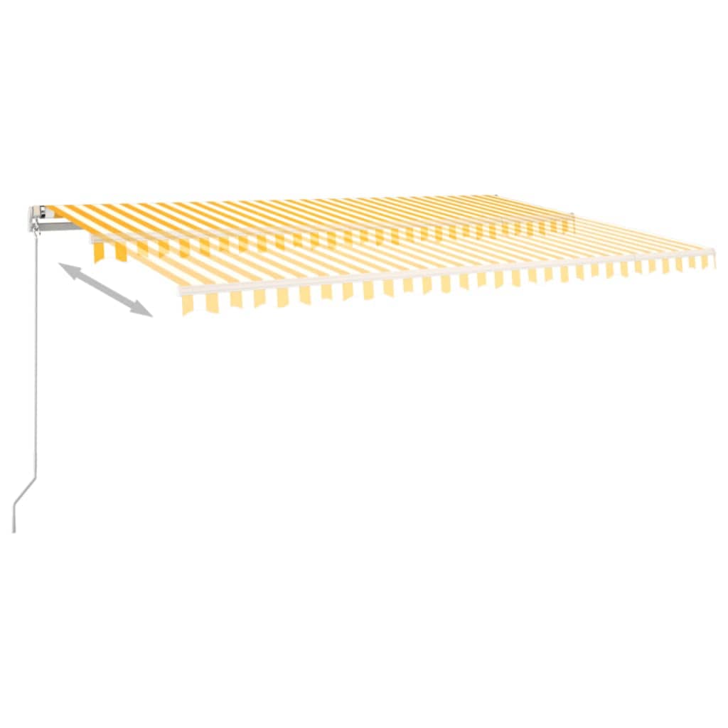 vidaXL käsitsi sissetõmmatav varikatus LED, 500x350 cm, kollane, valge