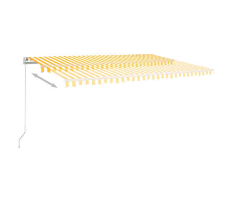 vidaXL käsitsi sissetõmmatav varikatus LED, 500x350 cm, kollane, valge