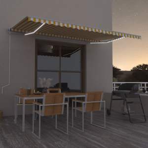 Ročno zložljiva tenda z LED lučmi 500x350 cm rumena in bela