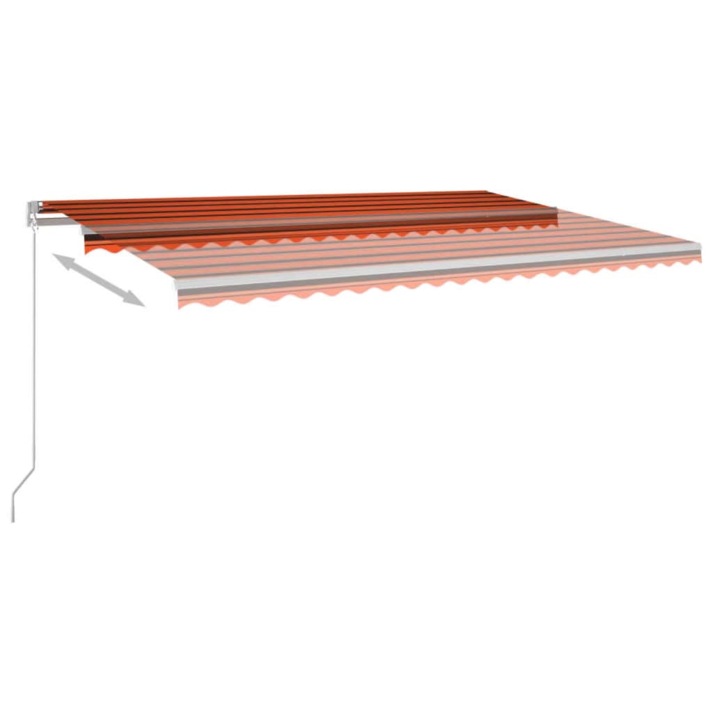 vidaXL markise m. LED-lys 500x350 cm manuel betjening orange og brun