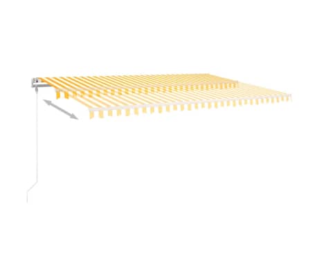 vidaXL Copertină automată cu LED & senzor vânt, galben&alb, 500x350 cm