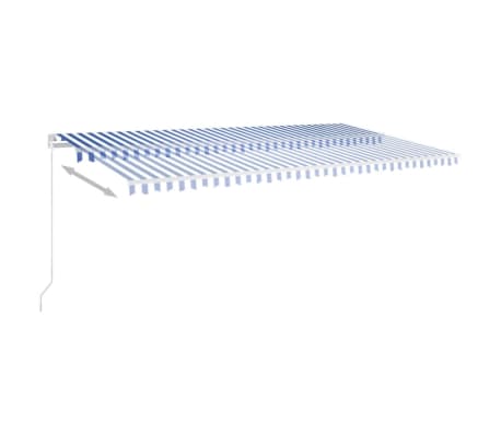 vidaXL Ръчно прибиращ се сенник, 600x350 см, синьо и бяло