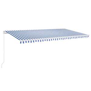 vidaXL k&auml;sitsi sisset&otilde;mmatav varikatus LED 600x350 cm sinine ja valge