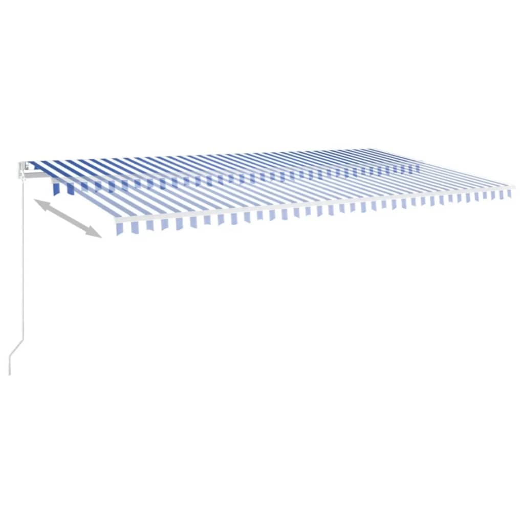vidaXL Tenda da Sole Retrattile Manuale con LED 600x350 cm Blu Bianco