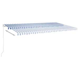 vidaXL Markise Manuell Einziehbar mit LED 600x350 cm Blau und Wei&szlig;