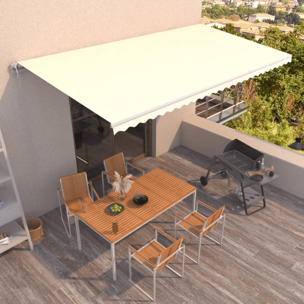 vidaXL Automaattisesti sisäänkelattava markiisi 600x350 cm kerma