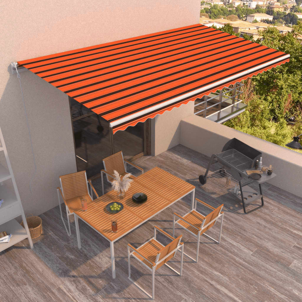 vida XL Gelenkarmmarkise Automatisch 600x 350 cm Orange und Braun