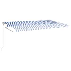 vidaXL Automatisk markise med vindsensor og LED 600x350 cm bl&aring; og hvit