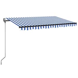 vidaXL automaatne varikatus, tuuleandur, LED, 300x250 cm sinine, valge