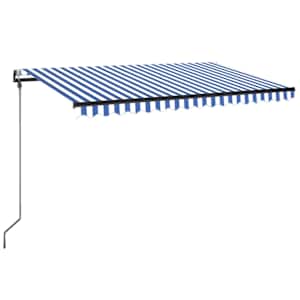 Automatická markýza LED a senzor větru 300 x 250 cm modrobílá - obrázek 2