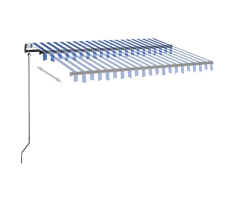 vidaXL Markizė su LED/vėjo jutikliu, mėlyna/balta, 300x250cm