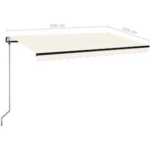Automatická markýza LED a senzor větru 300 x 250 cm krémová - obrázek 10