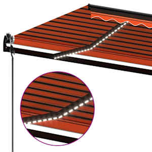 Automatická markýza LED a senzor větru 300x250 cm oranžovohnědá - obrázek 5