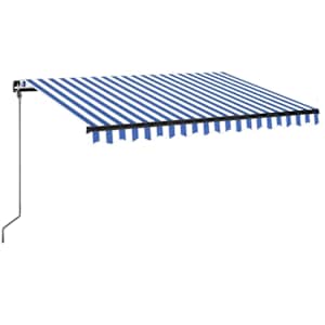 Ručně zatahovací markýza s LED světlem 350 x 250 cm modrobílá - obrázek 2