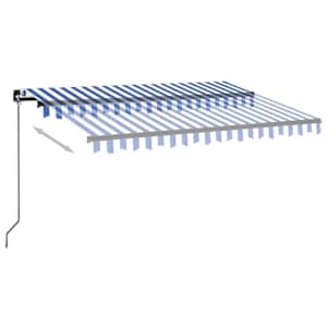 Ručně zatahovací markýza s LED světlem 350 x 250 cm modrobílá - obrázek 3