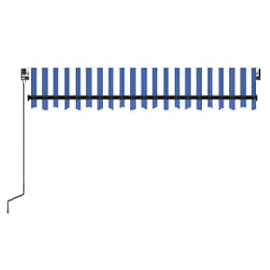 Ručně zatahovací markýza s LED světlem 350 x 250 cm modrobílá - obrázek 4