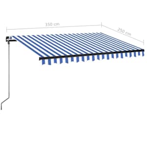 Ručně zatahovací markýza s LED světlem 350 x 250 cm modrobílá - obrázek 7
