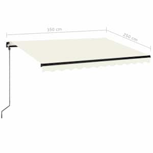 Ručně zatahovací markýza s LED světlem 350 x 250 cm krémová - obrázek 6
