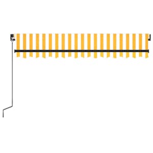 Ručně zatahovací markýza s LED světlem 350 x 250 cm žlutobílá - obrázek 4
