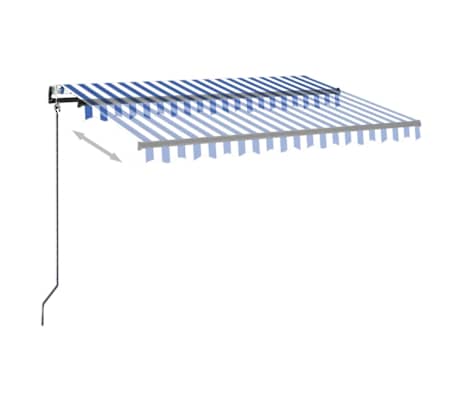 vidaXL Markizė su LED/vėjo jutikliu, mėlyna/balta, 350x250cm