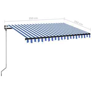 Automatická markýza LED a senzor větru 350 x 250 cm modrobílá - obrázek 10