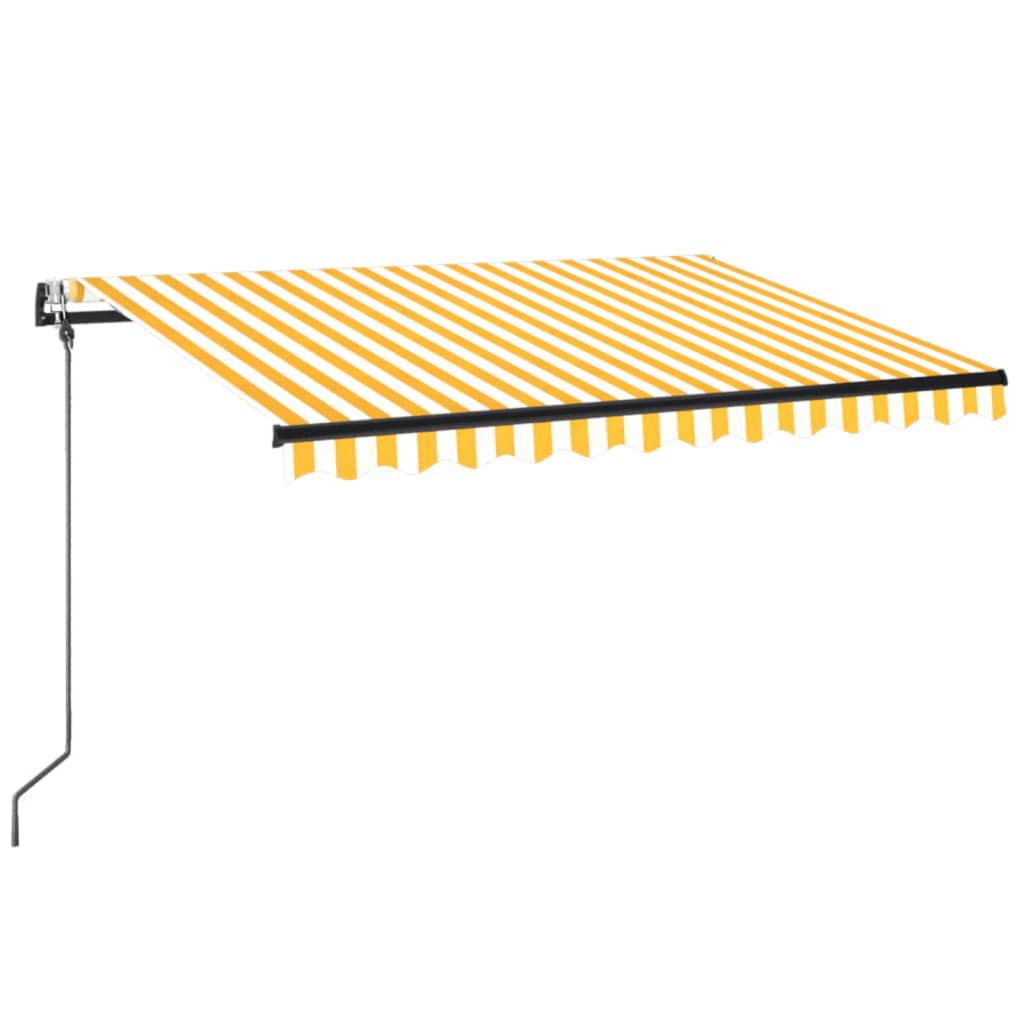 vidaXL Automatická markýza LED a senzor větru 350 x 250 cm žlutá/bílá