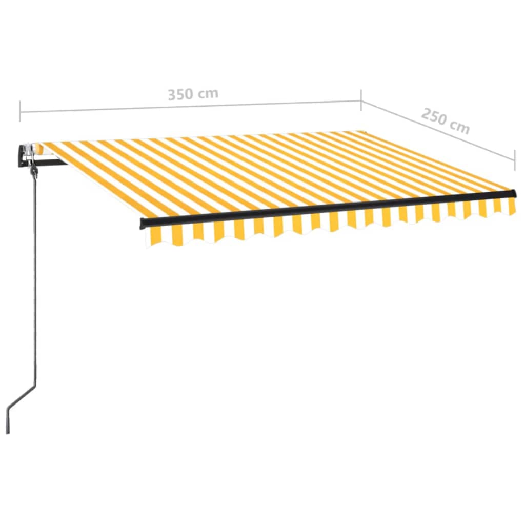 Markiza zewnętrzna zwijana, aluminiowa, żółto-biała, 350x250 cm