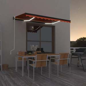 Automatická markýza LED a senzor větru 400x300 cm oranžovohnědá