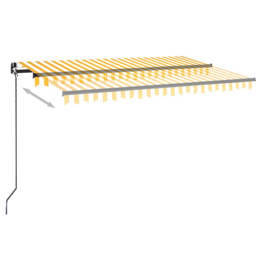 

vidaXL Luifel handmatig uittrekbaar 450x300 cm geel en wit