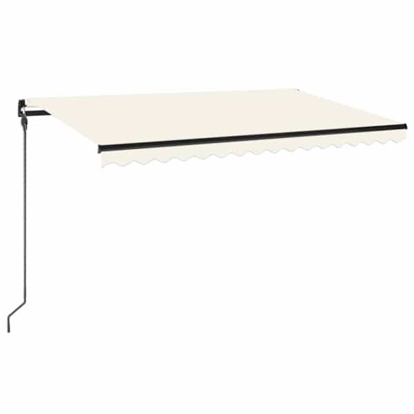 vidaXL k&auml;sitsi sisset&otilde;mmatav varikatus, LED, 450x300 cm kreemjas