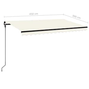 Ručně zatahovací markýza s LED světlem 450 x 300 cm krémová - obrázek 7