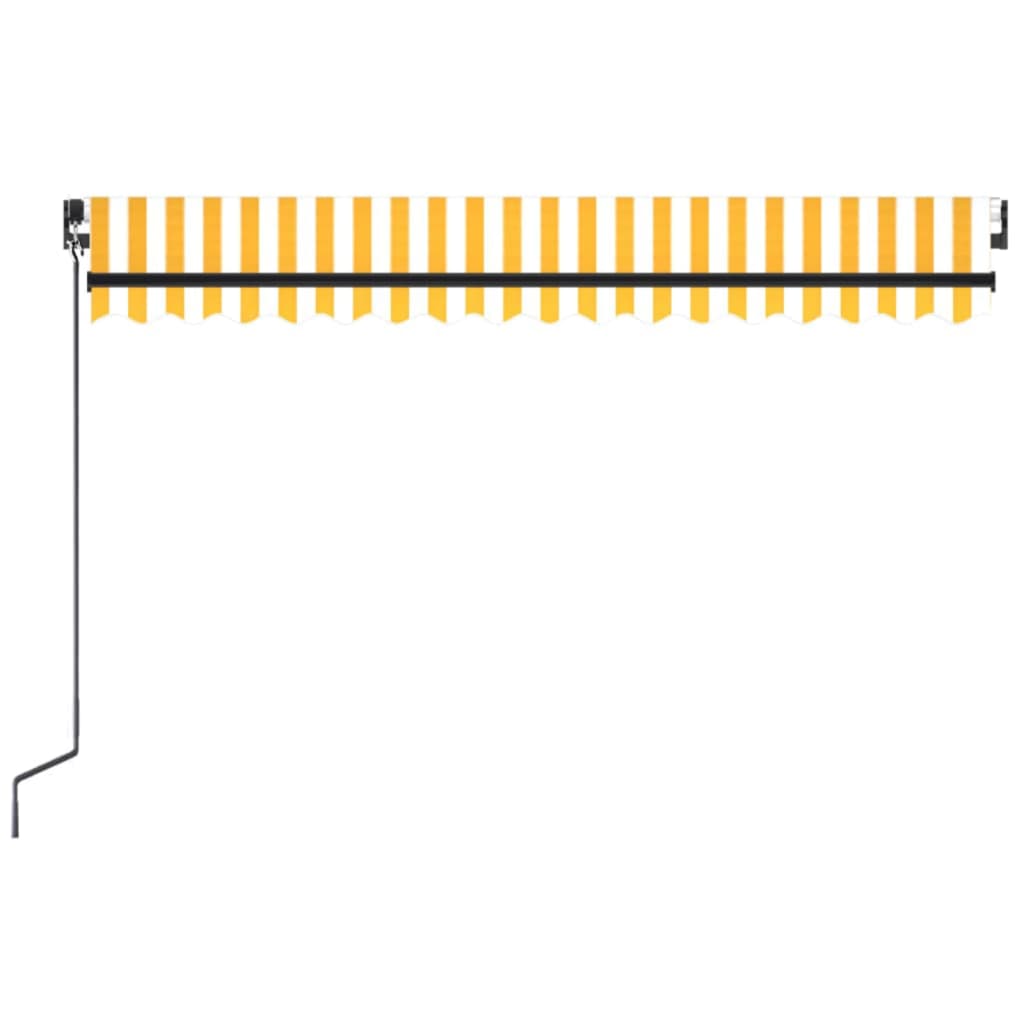 Copertină retractabilă manual cu LED, galben și alb, 450x300 cm