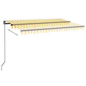 Ručně zatahovací markýza s LED světlem 450 x 300 cm žlutobílá - obrázek 3