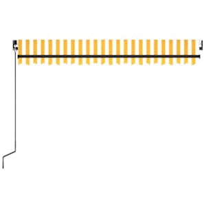 Ručně zatahovací markýza s LED světlem 450 x 300 cm žlutobílá - obrázek 4