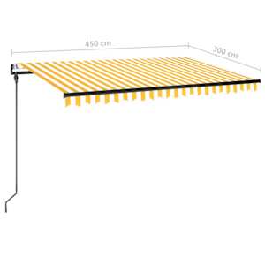 Automatická zatahovací markýza 450 x 300 cm žlutobílá - obrázek 9