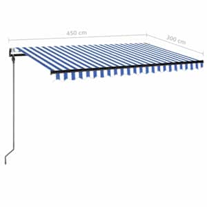 Automatická markýza LED a senzor větru 450 x 300 cm modrobílá - obrázek 10