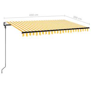 Automatická markýza LED a senzor větru 450 x 300 cm žlutá/bílá - obrázek 10