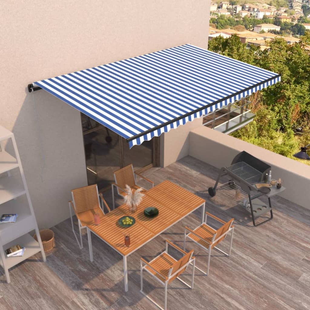 Retractable Awning Blue and White