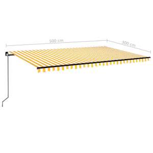 Ručně zatahovací markýza 500 x 300 cm žlutobílá - obrázek 7