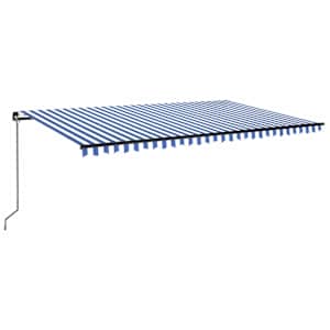 Ručně zatahovací markýza s LED světlem 500x300 cm modrá a bílá - obrázek 2